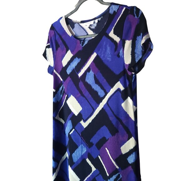 Chicos Travelers™ Classic Abstract Maxi Dress Purple Indigo Small - Picture 4 of 9